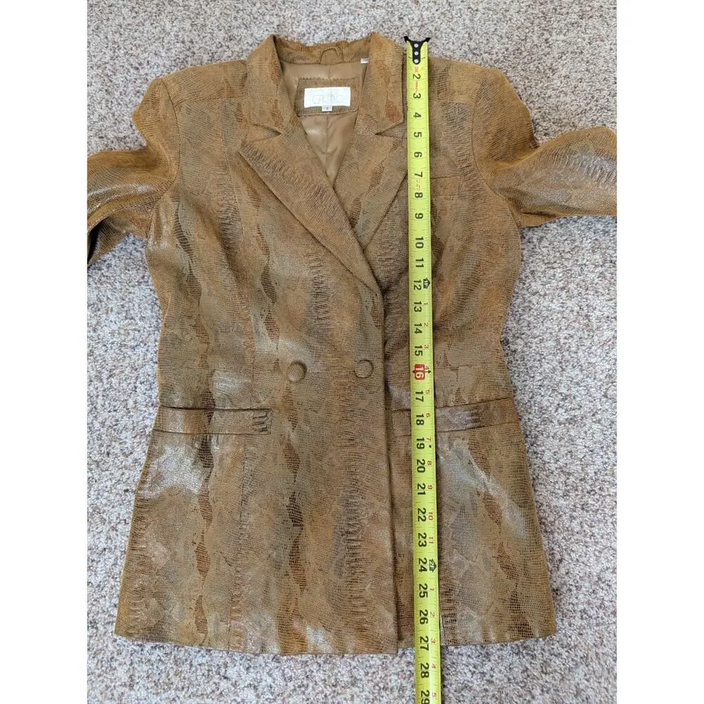 Vintage Caché Suede Tan Leather Snakeskin Jacket Blazer Lined Size 4 Western